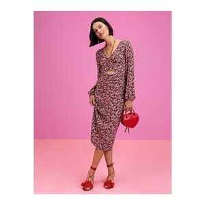 Sanctuary Floral Print Chiffon Halter Neck Long Sleeve Midi Dress NWT